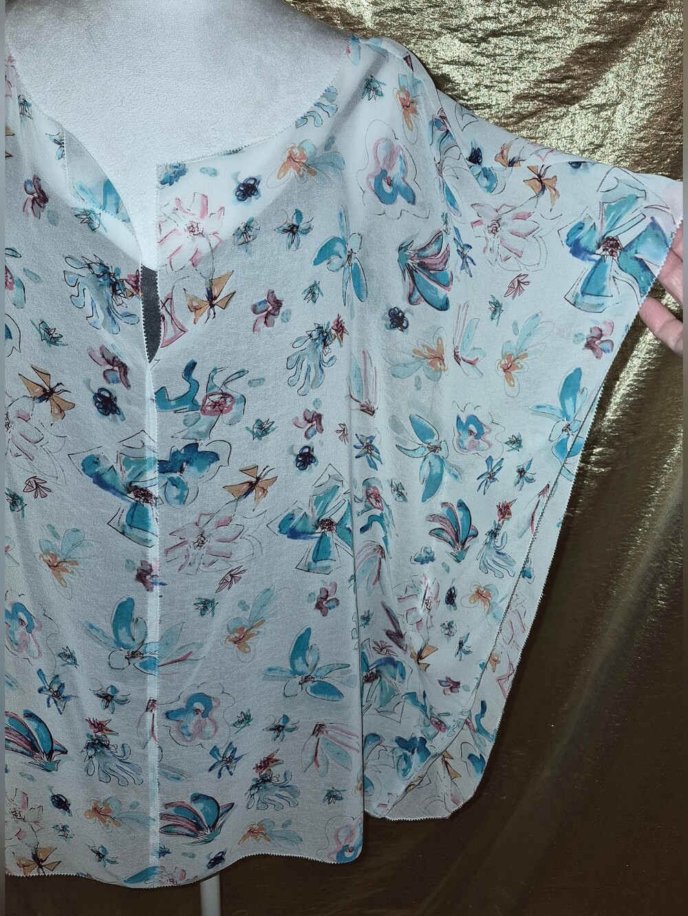 RACHEL Rachel Roy Sheer White and Floral Tie-Waist Top - Picture 4 of 8